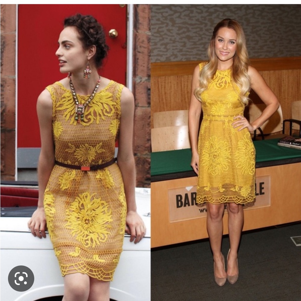 Yoana Baraschi for Anthropologie Lace Sunshine Dress with Nude Slip Underneath
